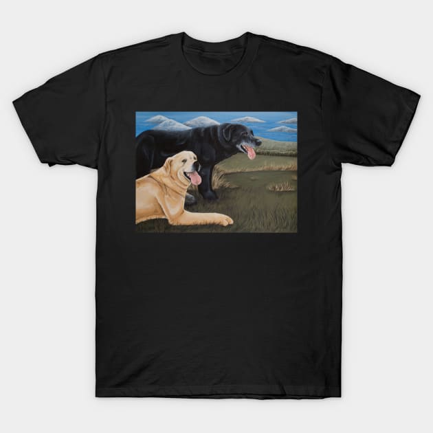 Labradors - Black and Yellow T-Shirt by WolfySilver